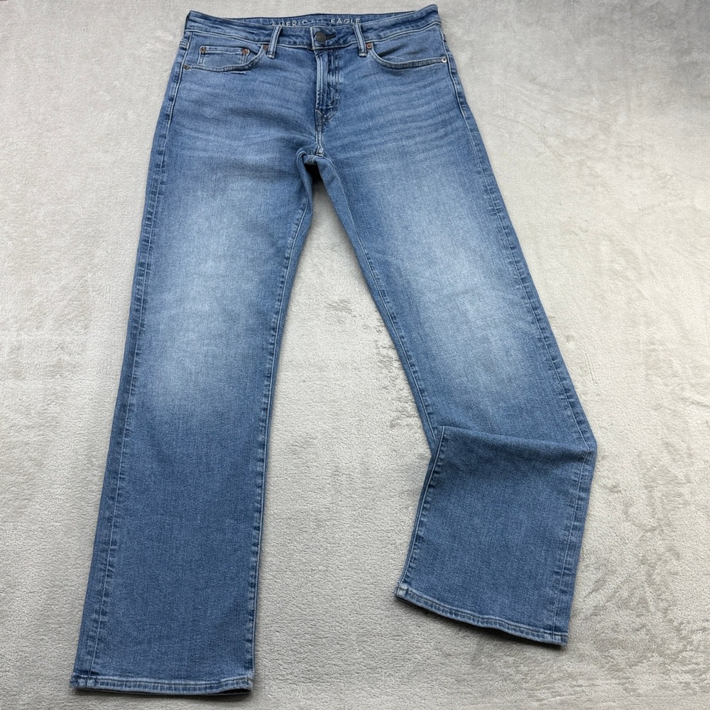 American Eagle Straight Jeans Men 32x34 Blue Airflex Stretch Denim Preppy School